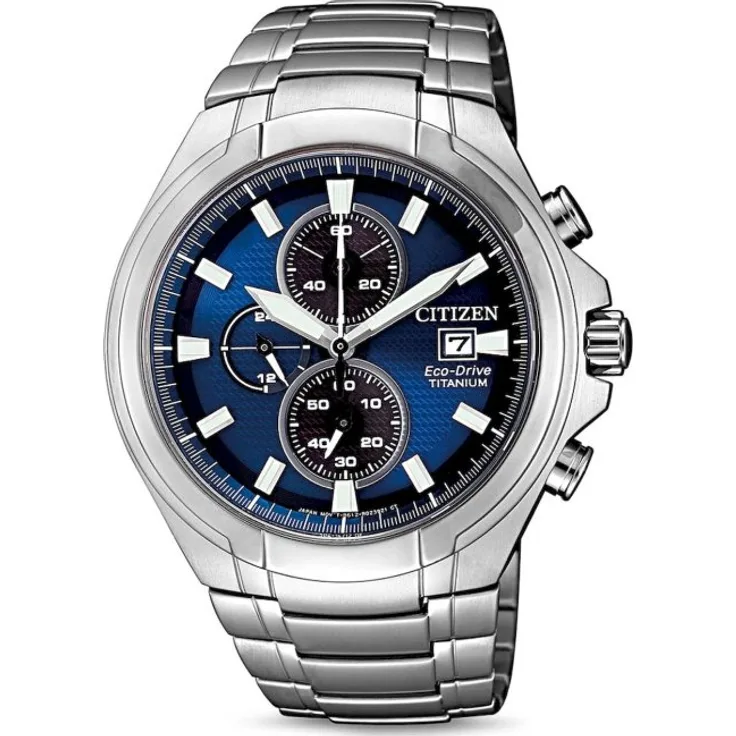 Citizen Armbanduhr Herren Chronograph Eco Drive Titanium CA0700 86L, Quarzuhr, 43 mm, silber
