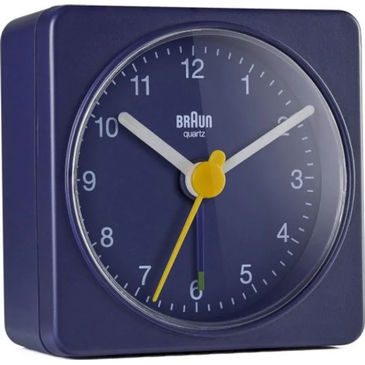 Braun Classic BC02R Wecker, Quarzuhrwerk, analog, Crescendo-Alarm, blau