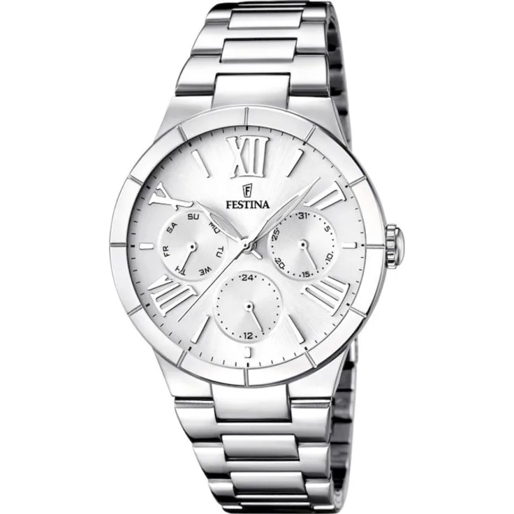 Festina Armbanduhr Damen Multifunktion Trend F16716 1, Quarzuhr, 37 mm, silber