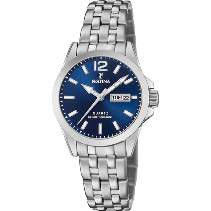 Festina Armbanduhr Damen F20455 3 Stahlband Klassisch, Quarzuhr, silber