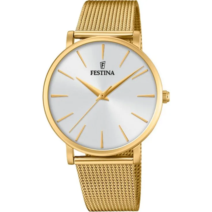 Festina Armbanduhr Damen F20476 1 Boyfriend Kollektion, Quarzuhr, gelbgold