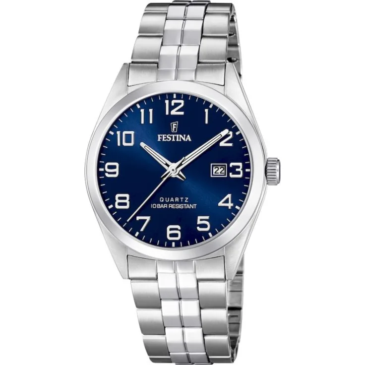 Festina Armbanduhr Herren Chronograph F20437 3 Stahlband Klassisch, Quarzuhr, 40 mm, silber