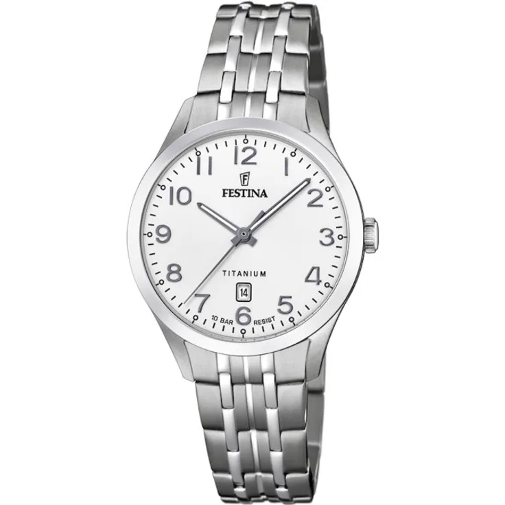 Festina Armbanduhr Damen F20468 1 Titan analog, Quarzuhr, 27 mm, silber