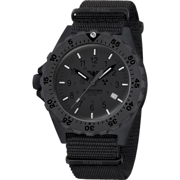 KHS Armbanduhr Shooter MKII XTAC mit Natoband schwarz KHS.SH2XTOT.NB, Quarzuhr, schwarz