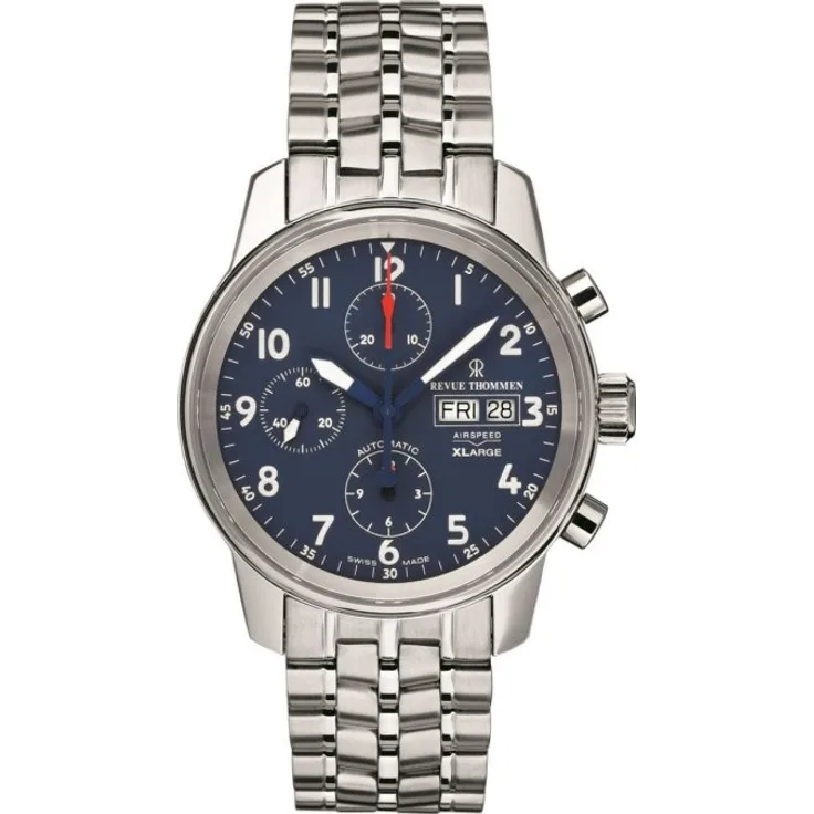 Revue Thommen Armbanduhr Herren Chrono Automatik Airspeed 16051.6135, Automatikuhr, 42 mm, silber