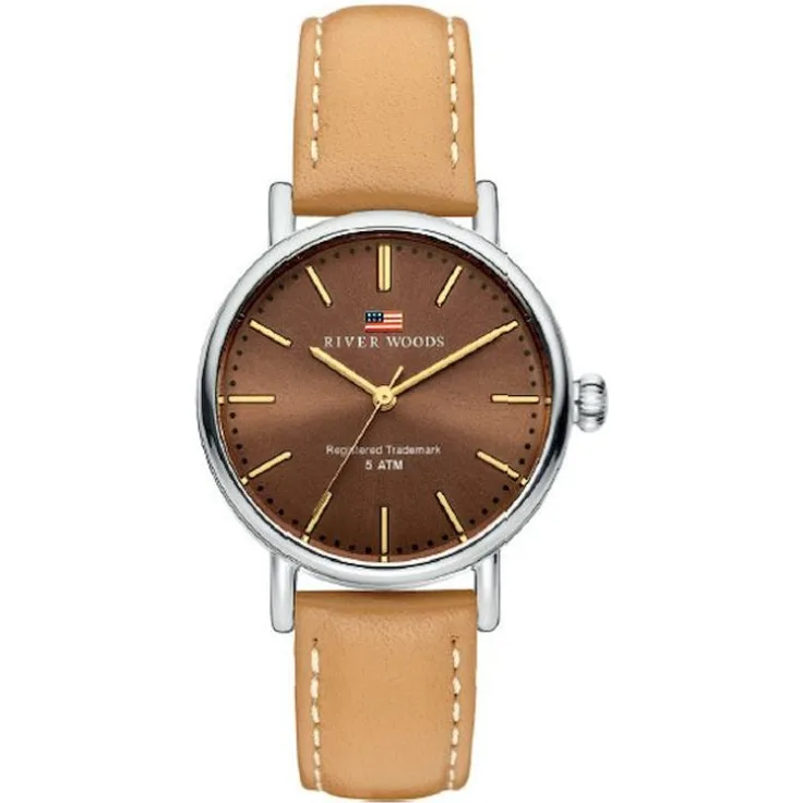 River Woods Armbanduhr Damen Oswego RW340014, Analoguhr, 34 mm, braun