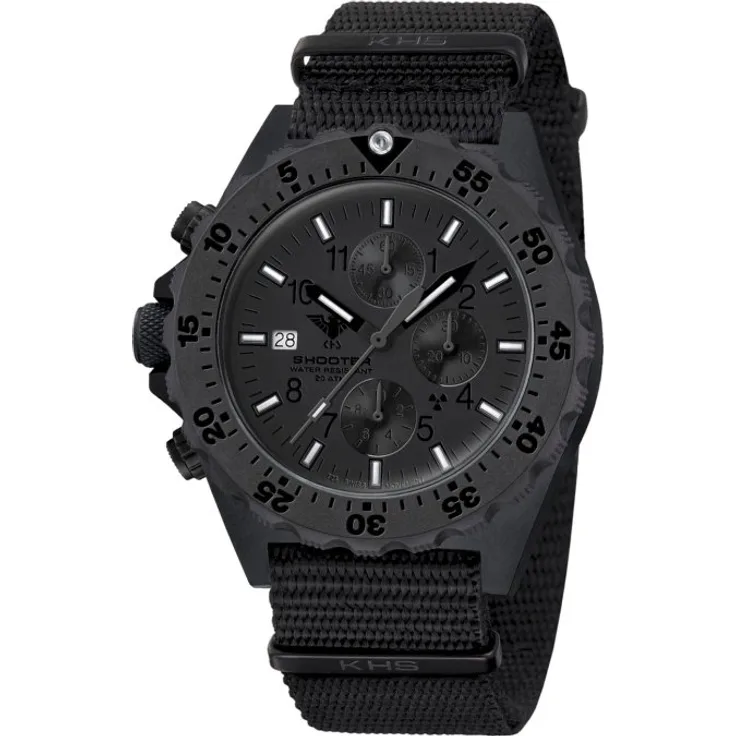 KHS Armbanduhr Herren Shooter MKII Chronograph XTAC KHS.SH2CXTHC.NB, Quarzuhr, 49 mm, schwarz