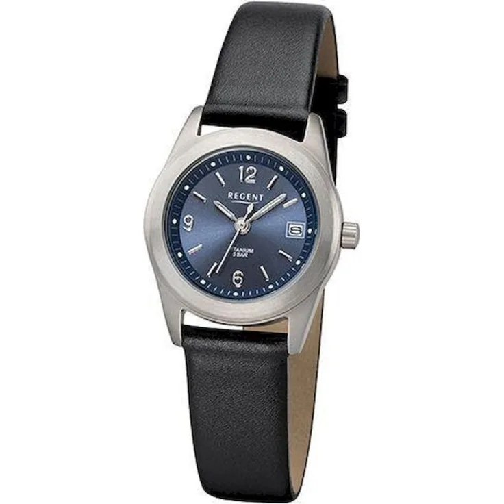 Regent Armbanduhr Damen F 1214, Quarzuhr, 27 mm, schwarz