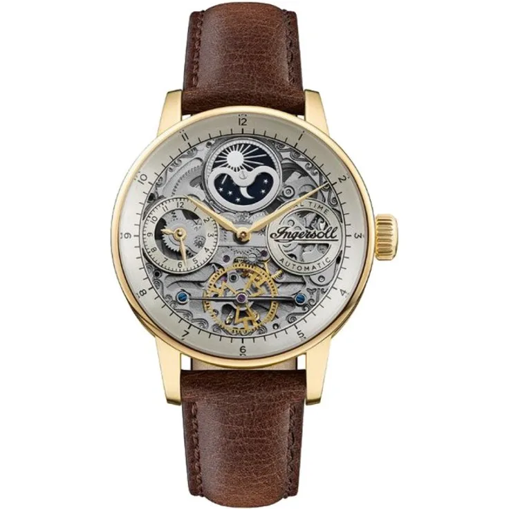 Ingersoll Armbanduhr Herren Chronograph Automatik The Jazz I07704, Automatikuhr, 42 mm, braun