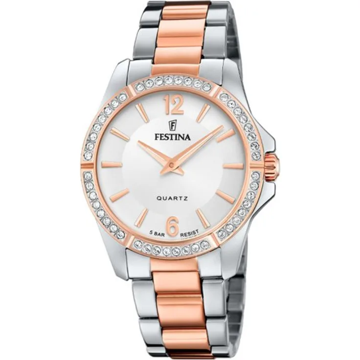 Festina Armbanduhr Damen Quarz Mademoiselle F20595 1, Quarzuhr, 34,5 mm, bicolor