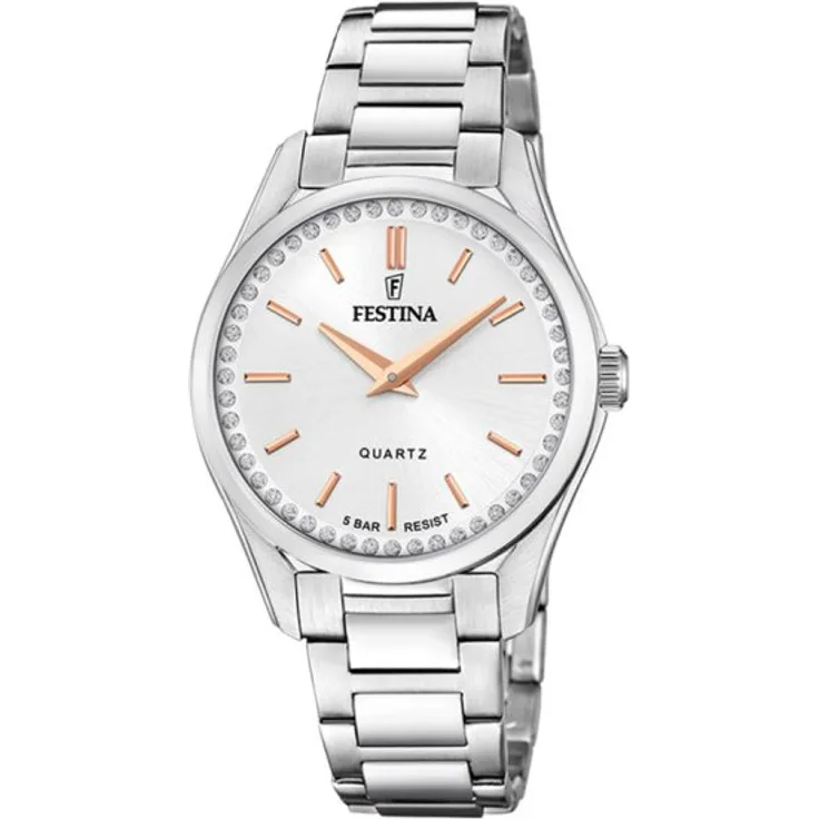 Festina Armbanduhr Damen Quarz Mademoiselle F20583 1, Quarzuhr, 35,5 mm, silber