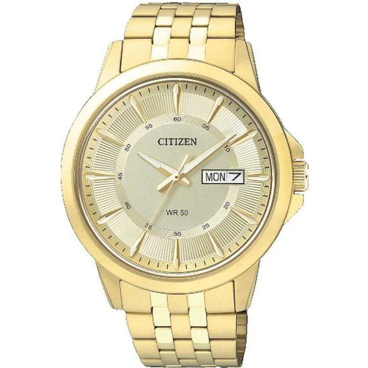 Citizen Armbanduhr Herren Chronograph Basic Herren BF2013 56PE, Analoguhr, 41 mm, gelbgold – Bild 1