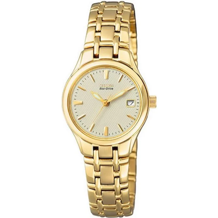 Citizen Armbanduhr Damen Elegant EW1262 55P, Analoguhr, 25 mm, gelbgold