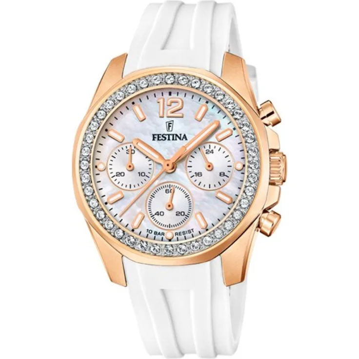 Festina Damen Uhr F20611/1 Boyfriend, Rainbow, perlmutt, Kautschuk