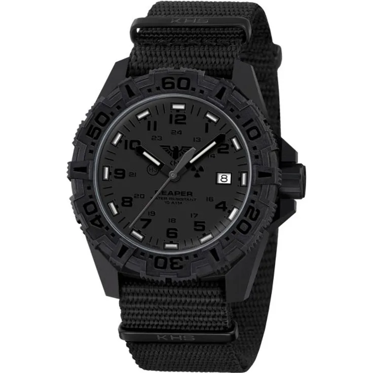 KHS Armbanduhr Herren Chronograph Reaper MKII XTAC Field KHS.RE2XTF.NB, Quarzuhr, 50 mm, schwarz