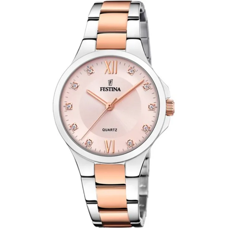 Festina Armbanduhr Damen Quarz Boyfriend F20612 2, Quarzuhr, 34 mm, bicolor