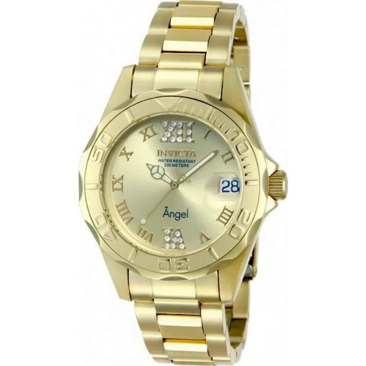 Invicta Armbanduhr Damen Angel 14397, Analoguhr, 38 mm, gelbgold