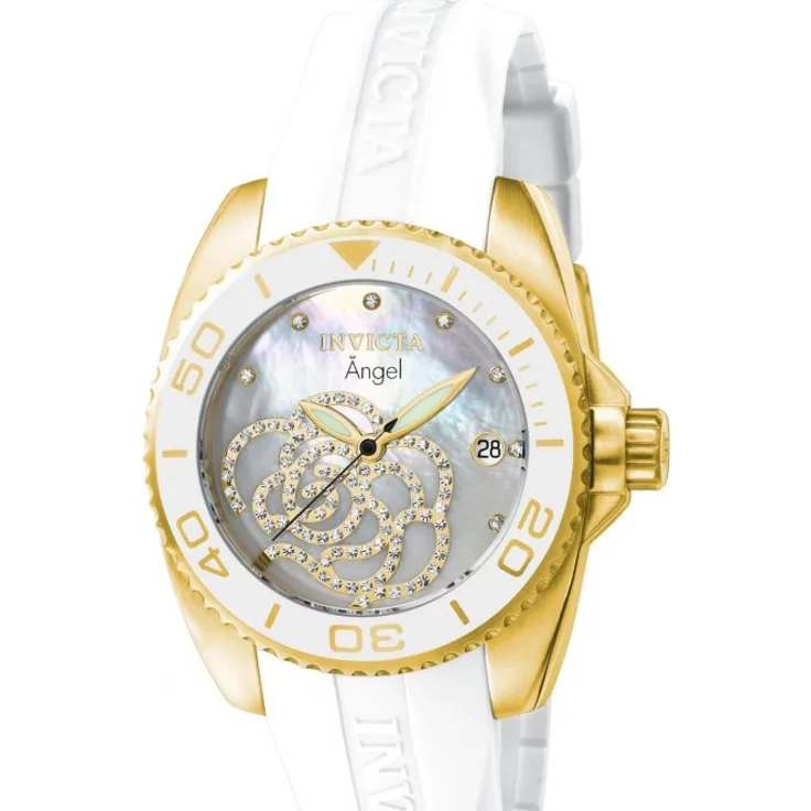 Invicta Armanduhr Damen Angel 0488, Analoguhr, 38 mm, weiß