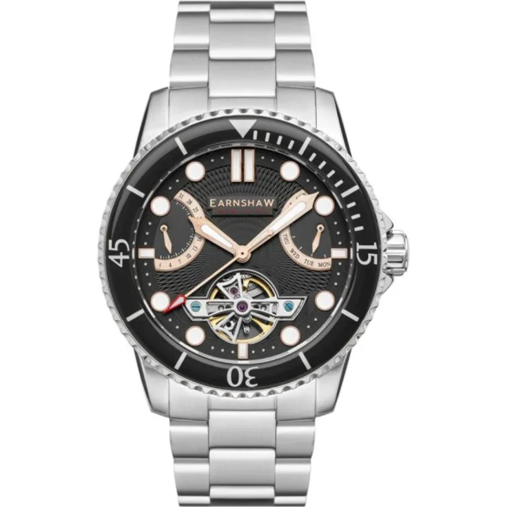 Earnshaw Armbanduhr Herren Chronograph Automatik Jervis ES 8134 44, Automatikuhr, 43 mm, silber