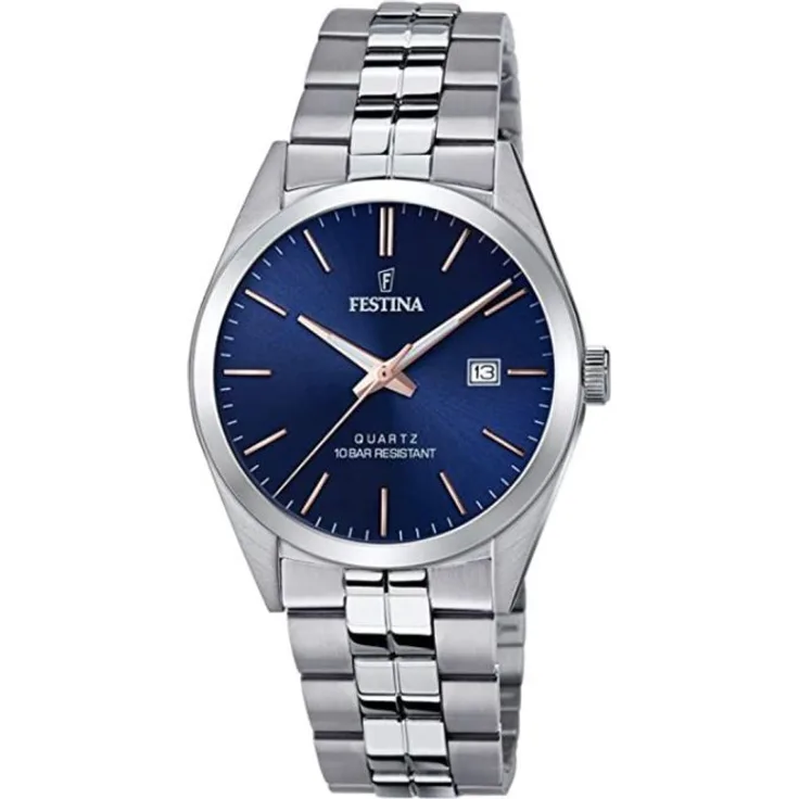Festina Armbanduhr Herren F20437 B Stahlband Klassisch, Analoguhr, silber