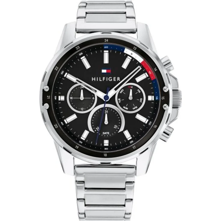 Tommy Hilfiger Armbanduhr Herren Chronograph Quarz SPORT 1791936, Quarzuhr, 44 mm, silber – Bild 1