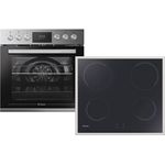 Candy PCHT14CXCUTCEF Herdset, Heißluft-Backofen + Hi-Light Kochfeld, Einbaugerät, Energieeffizienzklasse A, Garraum 70 l, Breite 59,5 cm, groß (ab 65 l), edelstahl, schwarz