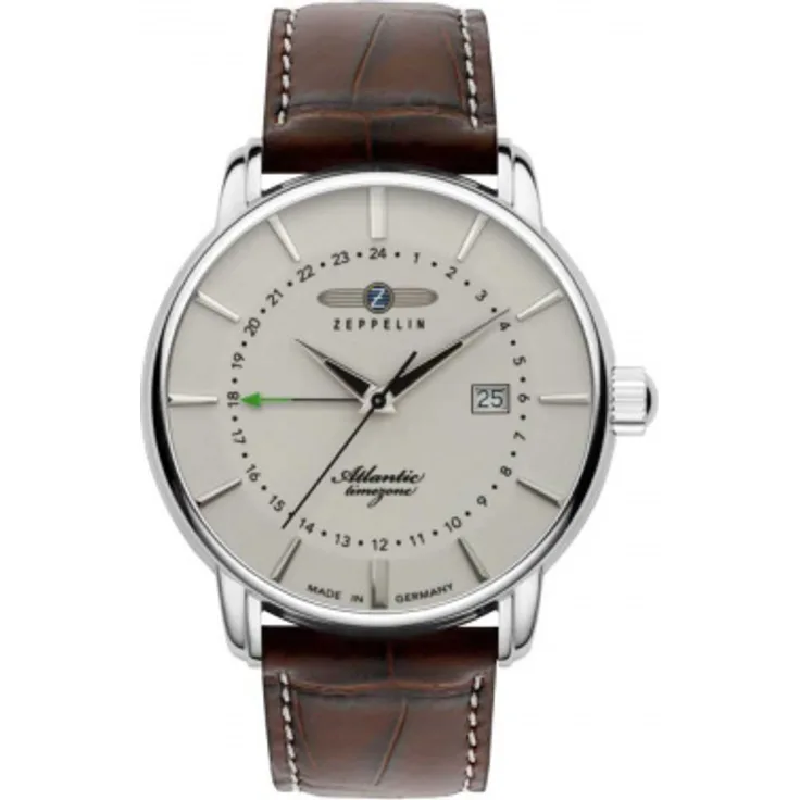 Zeppelin Atlantic GMT Time Herrenuhr 8442 5 Lederband 40 mm