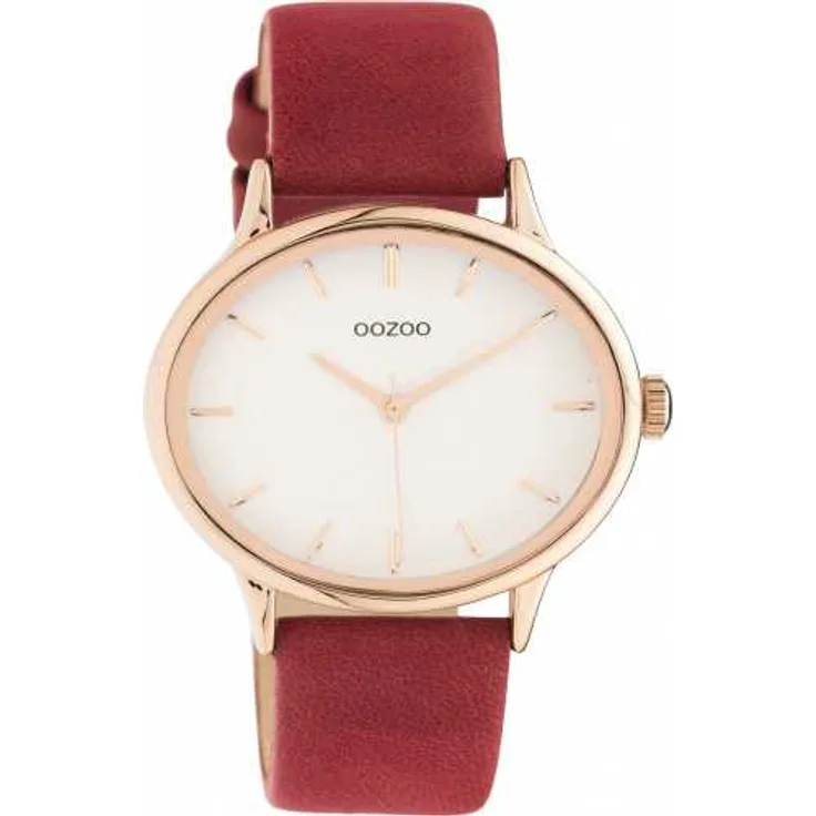 Oozoo Damen Uhr C11053 Oval Rot Rose Lederband 42 mm