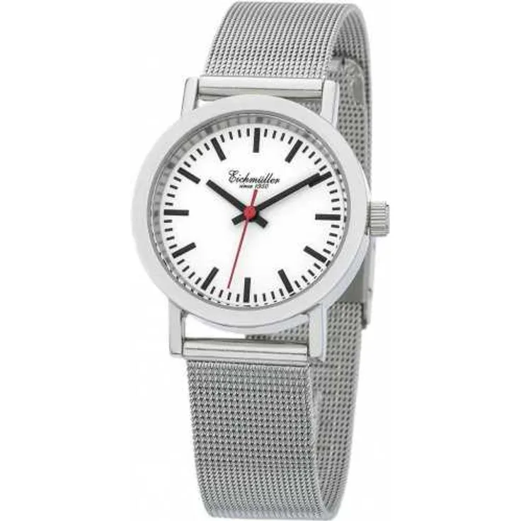 Eichmüller 1746 03 Damen Armbanduhr Bahnhofsuhr weiß Milanaiseband 30 mm