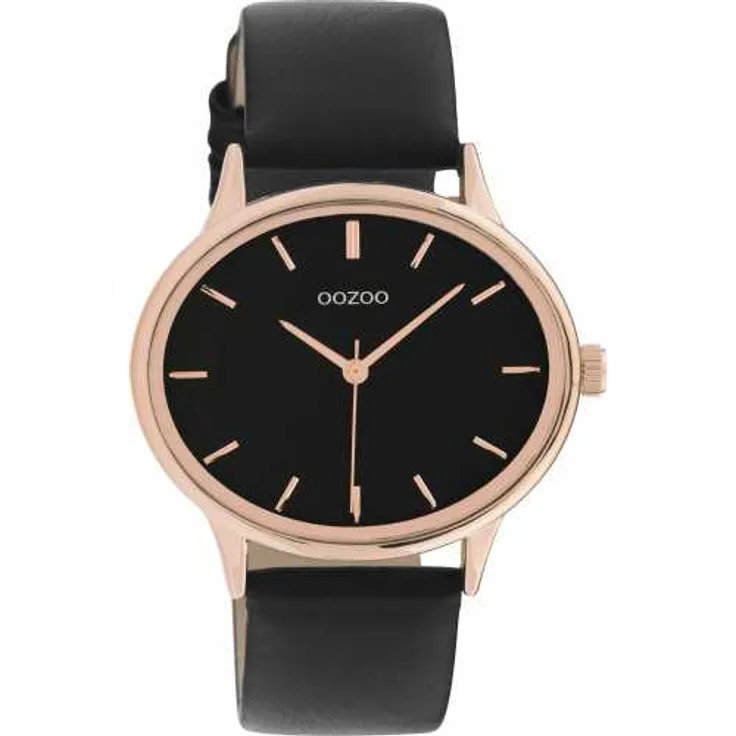 Oozoo Damen Uhr C11054 Oval Schwarz Rose Lederband 42 mm