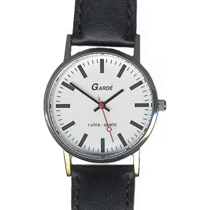 Garde Ruhla Damenuhr im Bahnhofstil 12000 Lederband 32 mm