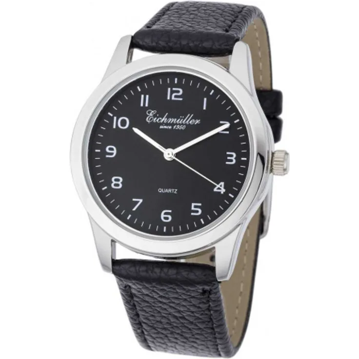 Eichmüller Herrenuhr RE1001 schwarz Lederband 39 mm