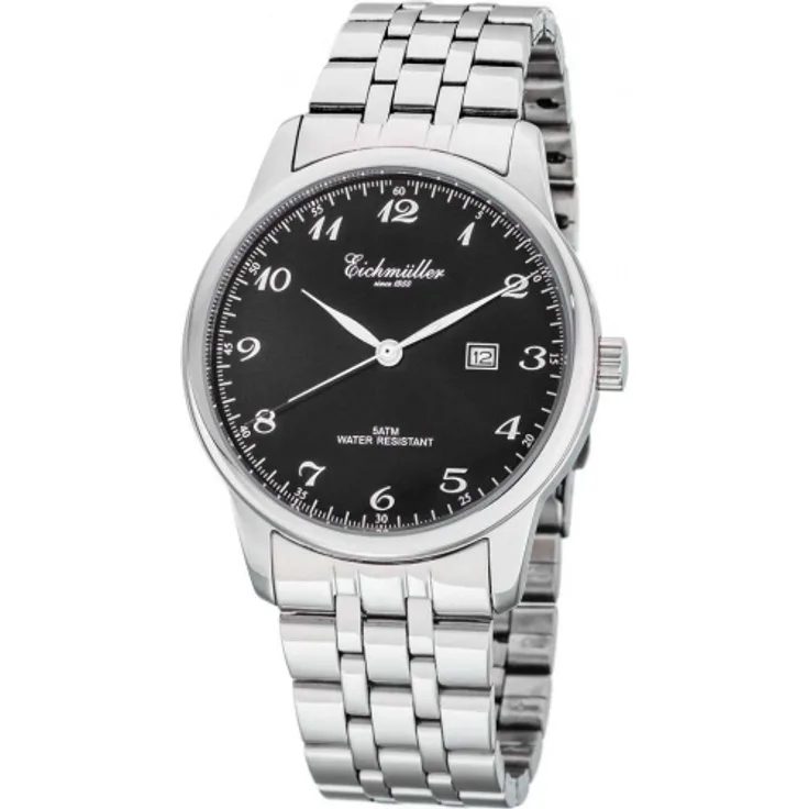 Eichmüller Herrenuhr RE1064 Edelstahl schwarz Metallband 42 mm