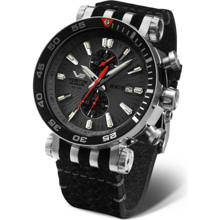 Vostok Europe XXL Energia Rocket Herrenchronograph 575A588 Lederband 48 mm