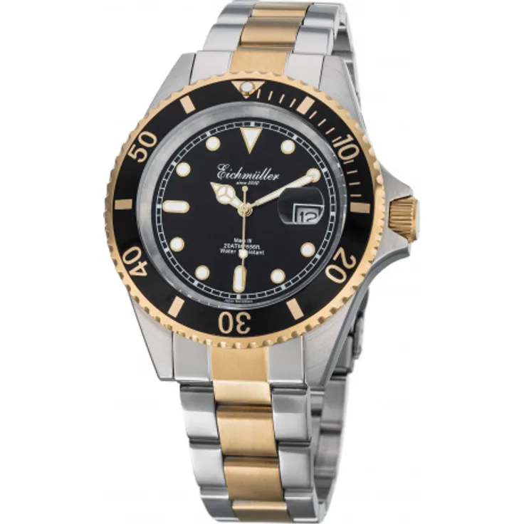 Eichmüller Taucheruhr 3460 09 bicolor schwarz 20 ATM Edelstahlband 43 mm