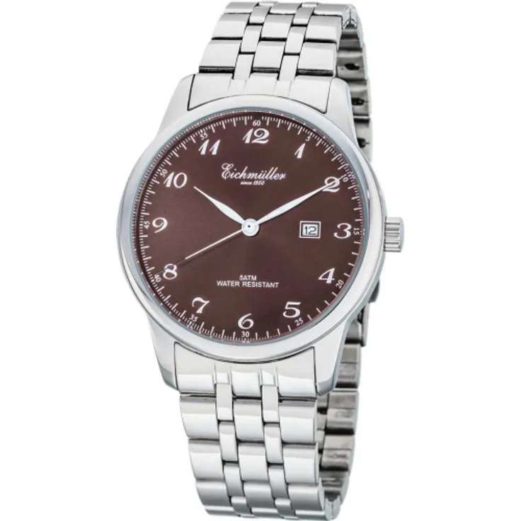 Eichmüller Herrenuhr RE1066 Edelstahl braun Metallband 42 mm