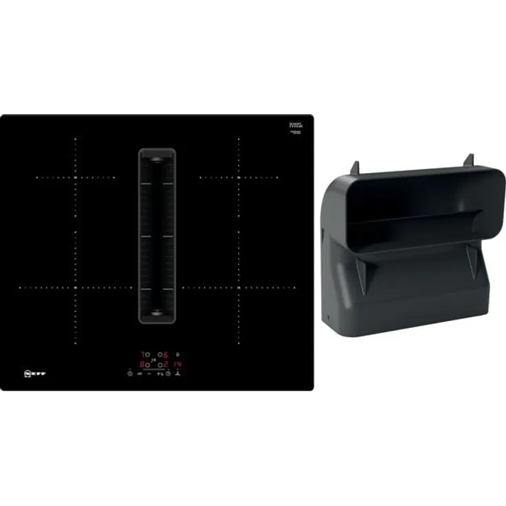 Neff T46CB4AX2 + Z861SB4 Kochfeld mit Dunstabzug, Induktion, Einbaugerät, Autark, Breite 59,2 cm, 4 Zonen, schwarz