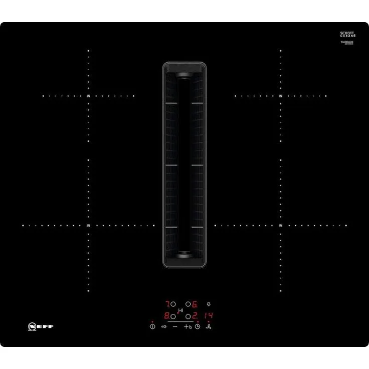 Neff T46CB4AX2 + Z861SB2 Kochfeld mit Dunstabzug, Induktion, Einbaugerät, Autark, Breite 59,2 cm, 4 Zonen, schwarz