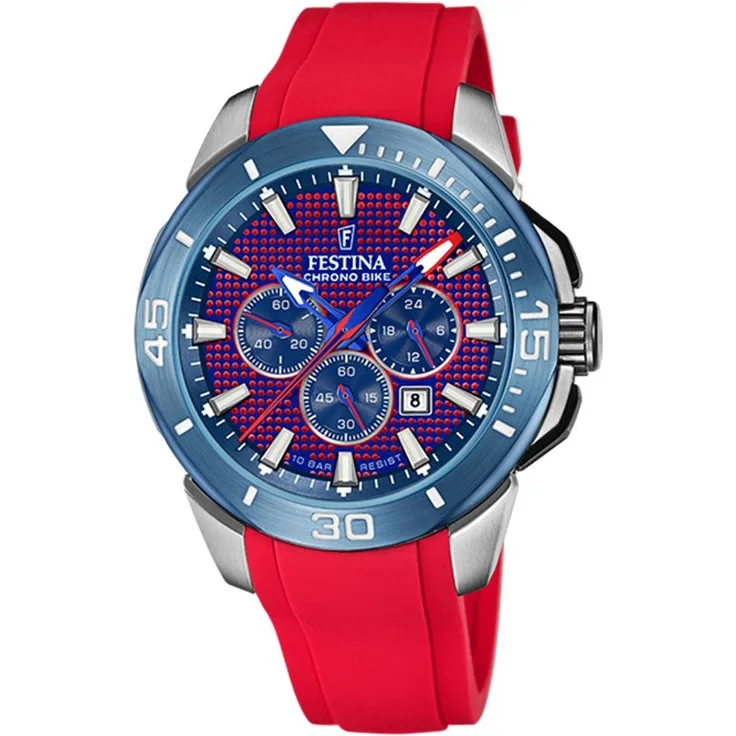 Festina F20642-2 Armbanduhr Chrono Bike 2022 Herren Armbanduhr Silikon Rot