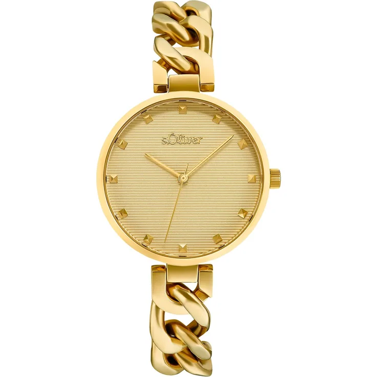 s.Oliver Damen Armbanduhr 2033522 Edelstahl IP, gelbgold
