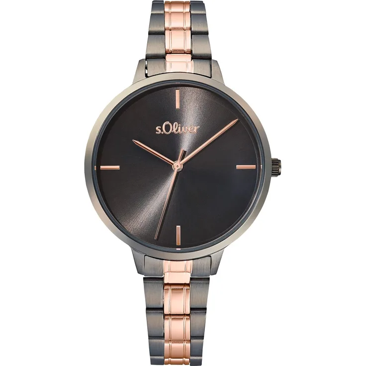 s.Oliver Damen Armbanduhr 2033514 Edelstahl IP Gun IP, roségold