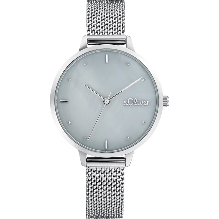 s.Oliver Damen Armbanduhr 2033510 Edelstahl Milanaiseband
