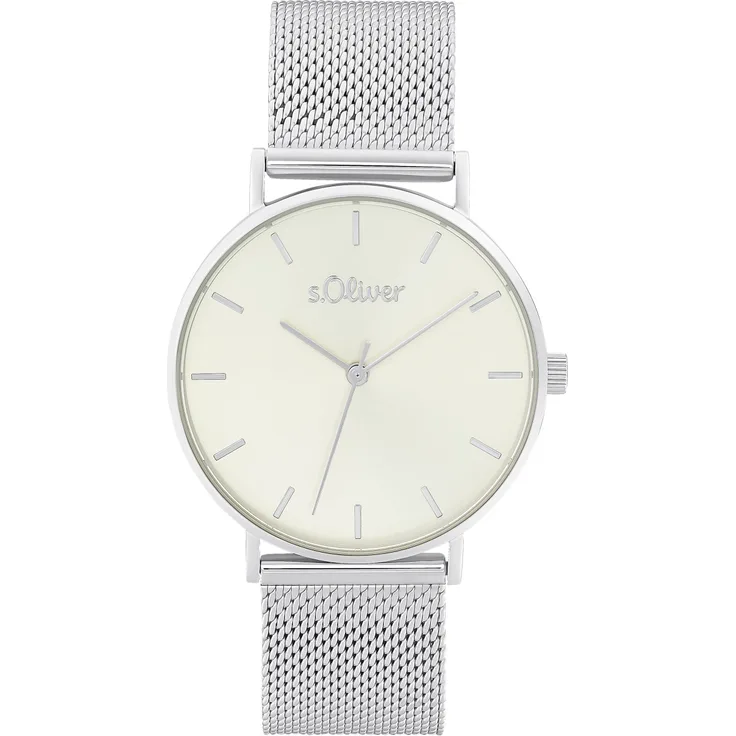 s.Oliver Damen Armbanduhr 2033515 Edelstahl Milanaiseband