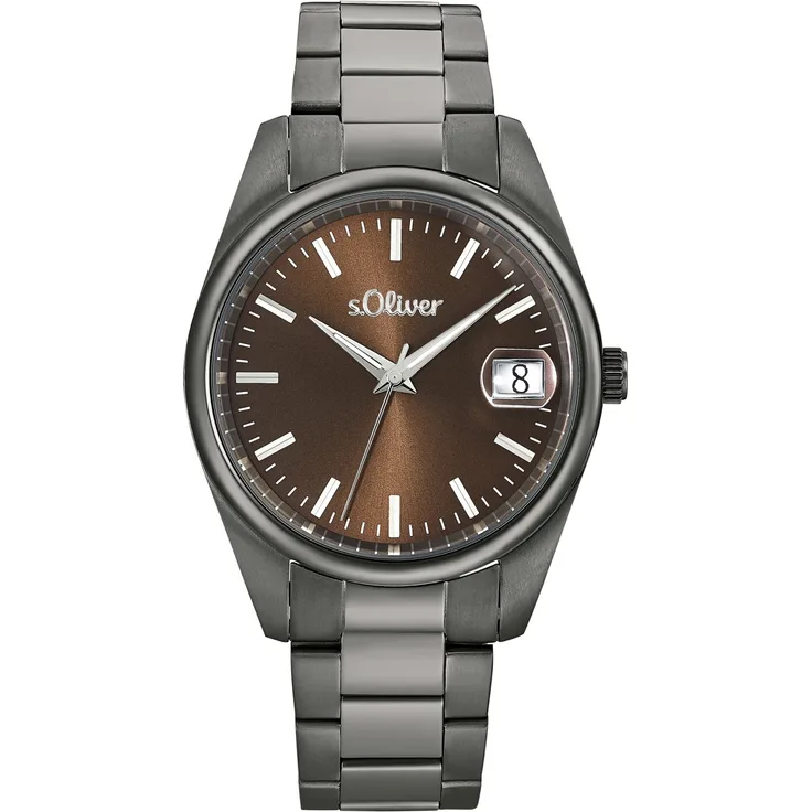 s.Oliver Herren Armbanduhr 2033529 Edelstahl IP Gun