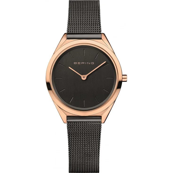 Bering Damen Armbanduhr 17031 166 Ultra Slim , schwarz, roségold