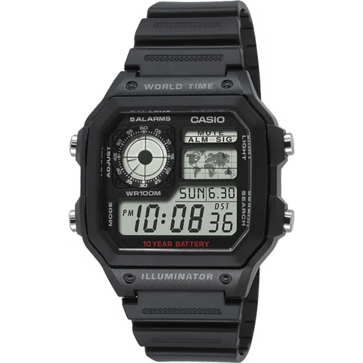 Casio Uhr AE 1200WH 1AVEF Digitaluhr Armbanduhr Herren Schwarz Sport  – Bild 1