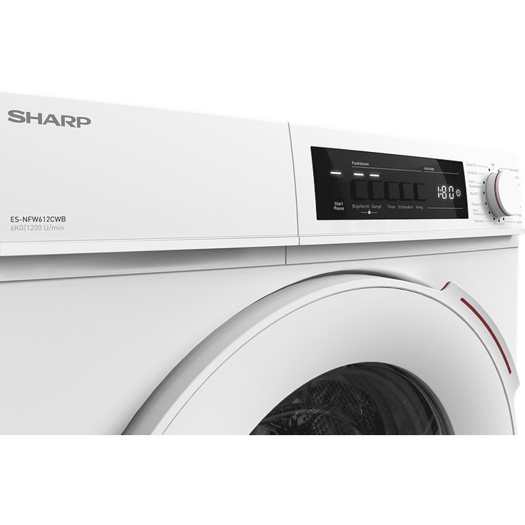 Sharp ES-NFW612CWB-DE, Frontlader-Waschmaschine, B, Fassungsvermögen 6 kg, Standgerät, Breite 60 cm – Bild 2