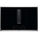 AEG CDE84779XB Kochfeld mit Dunstabzug, Induktion, FlexiBridge, Muldenlüfter, WLAN-fähig, Abluft, Edelstahlrahmen, Autark, Breite 80 cm, 4 Zonen, schwarz