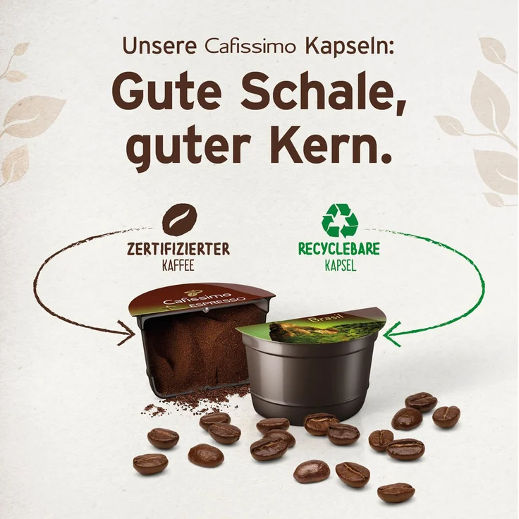 Tchibo Cafissimo Caffè Crema entkoffeiniert Kaffeekapseln, 120 Stück – 4x30 Kapseln (Kaffee, mild mit feinem Aroma), nachhaltig & fair gehandelt – Bild 7