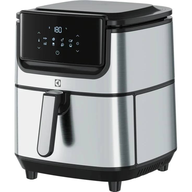 Electrolux E6AF1-6ST Heißluftfritteuse, ohne Fett, 1800 Watt, 5,4 Liter, LCD-Display, Touch, silber, schwarz – Bild 1